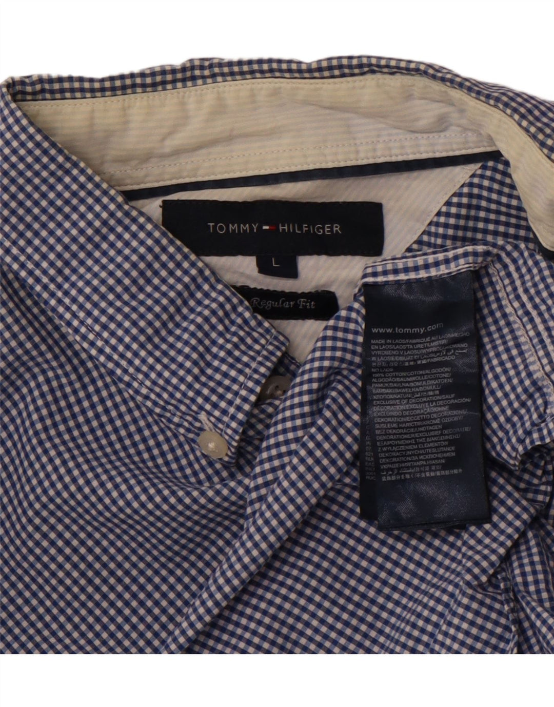 TOMMY HILFIGER Camicia da uomo vestibilità regolare grande cotone a quadretti blu
