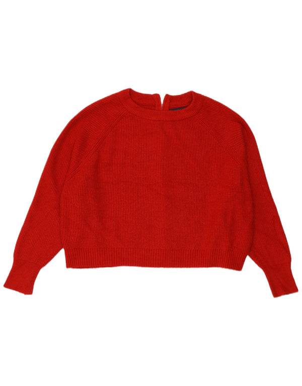 Maglione cardigan oversize corto da donna Zara UK 10 piccolo rosso viscosa