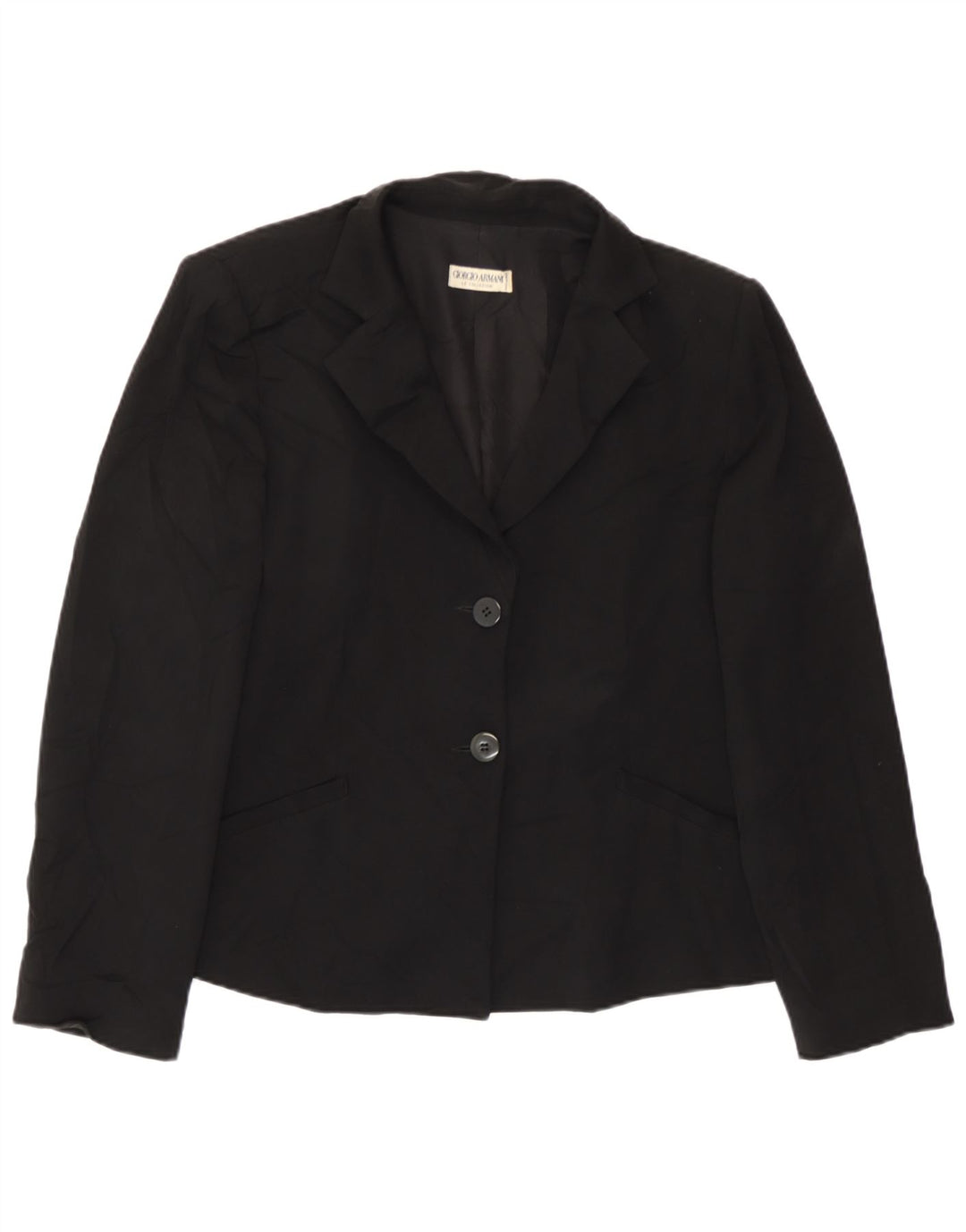 Giacca blazer da donna a 2 bottoni Giorgio Armani UK 14 media nera