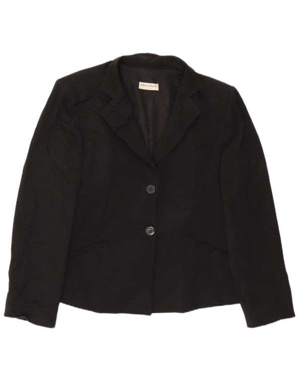Giacca blazer da donna a 2 bottoni Giorgio Armani UK 14 media nera
