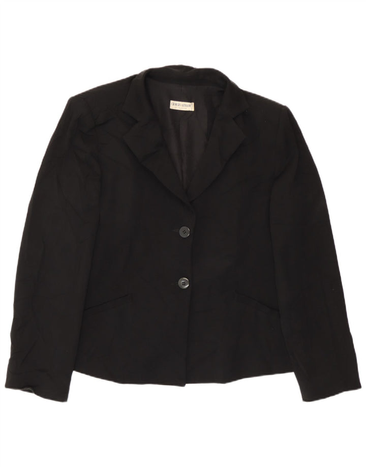 Giacca blazer da donna a 2 bottoni Giorgio Armani UK 14 media nera