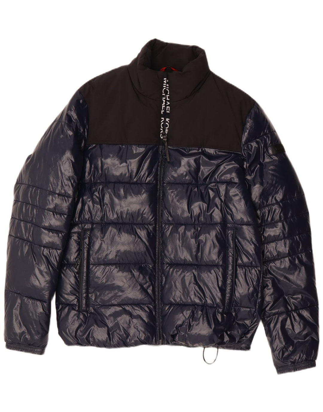 Giacca imbottita ampia da uomo Michael Kors UK 36 piccola in poliestere blu navy