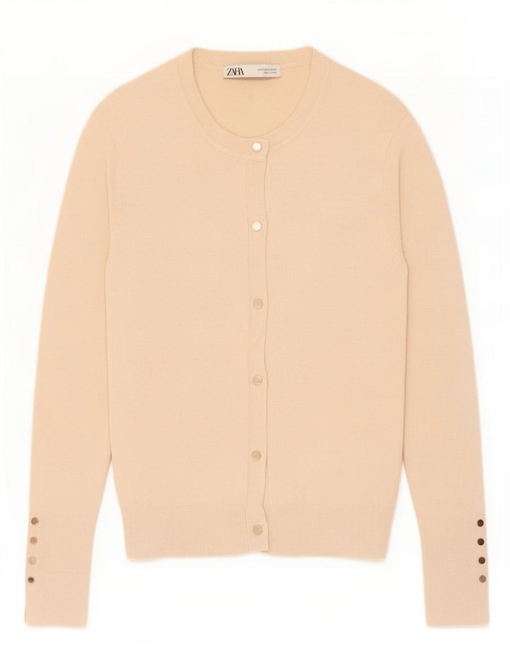 Maglione cardigan da donna Zara UK 12 Viscosa beige medio