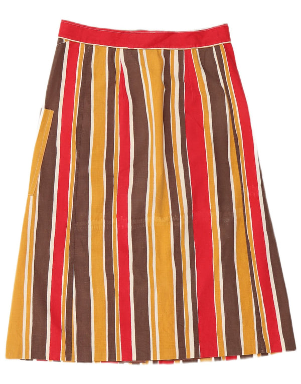 Gonna a trapezio da donna vintage W26 piccola a righe multicolore