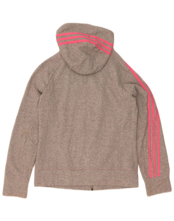 Maglione con cappuccio e zip da donna Adidas UK 12/14 Cotone chiazzato grigio medio