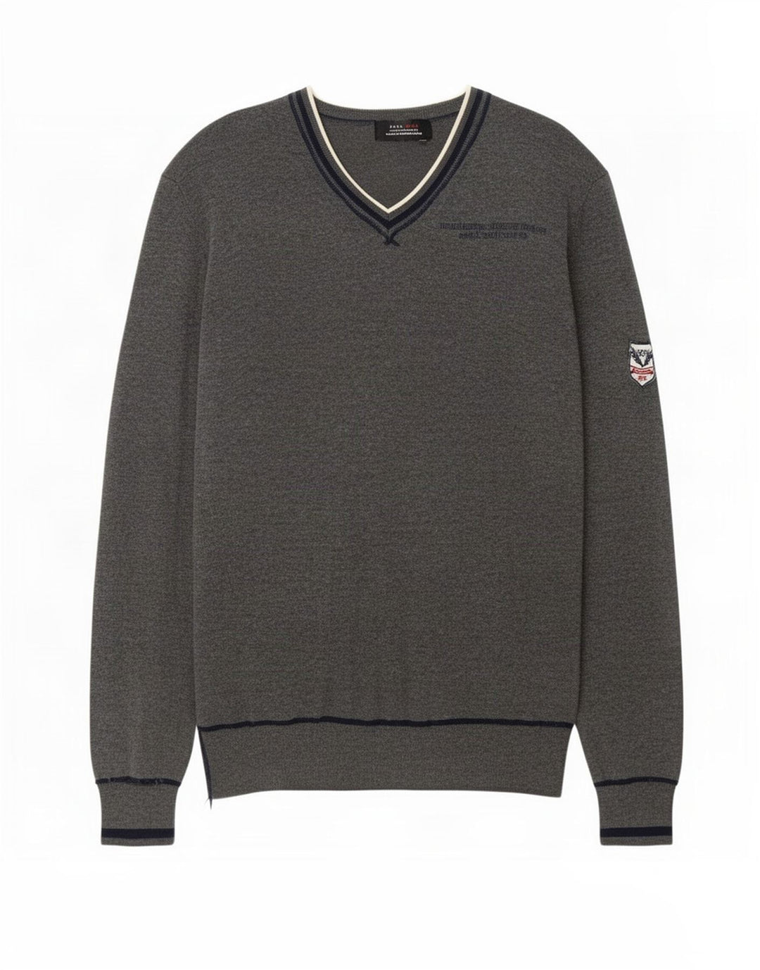 Maglione Zara da uomo con scollo a V grafico Grigio medio