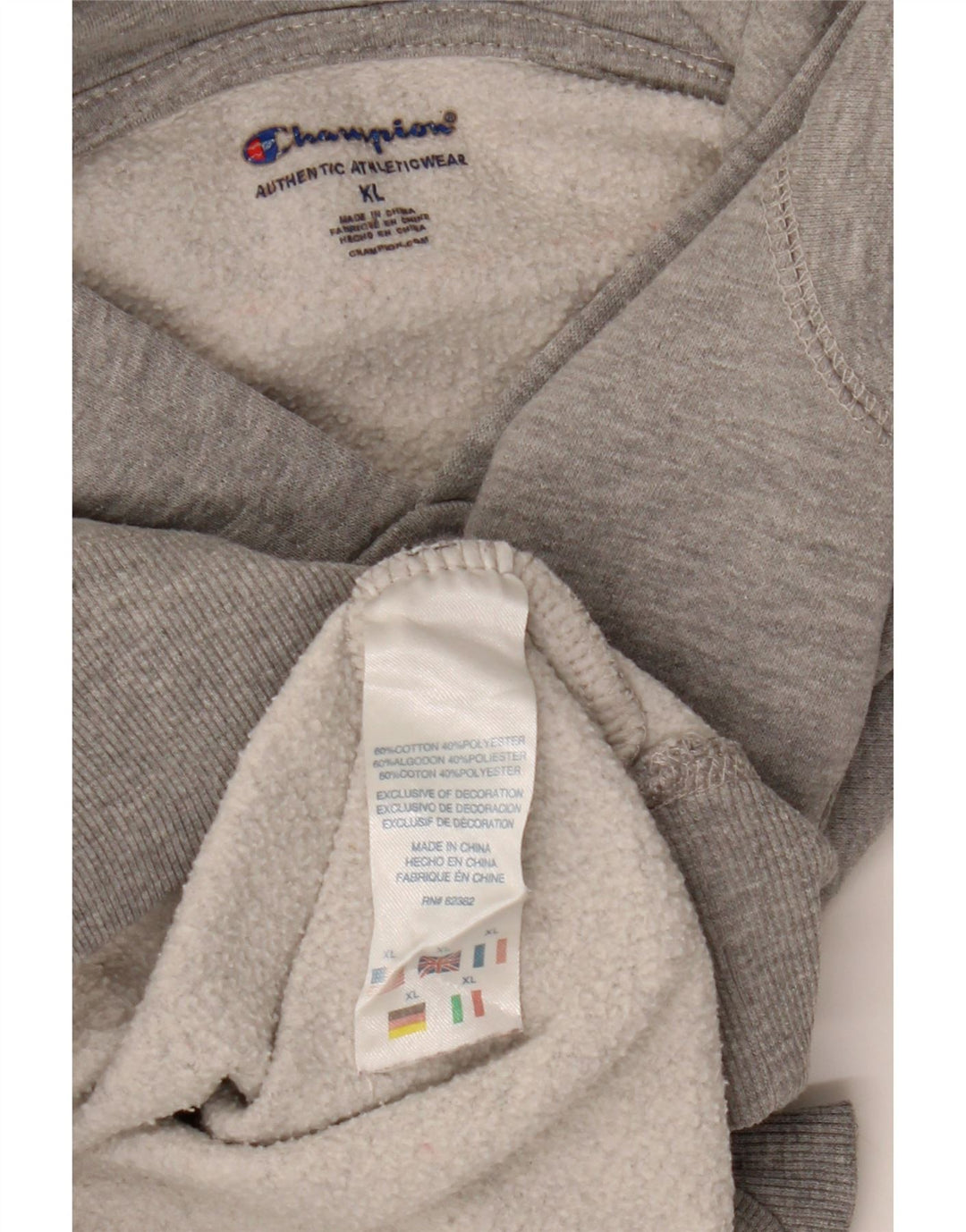 Maglione con cappuccio grafico per ragazzi CHAMPION 13-14 anni XL in cotone chiazzato grigio