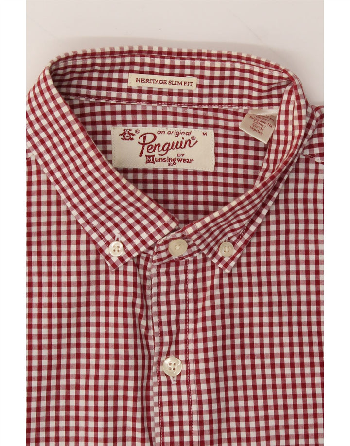 PENGUIN Mens Heritage Slim Fit Shirt Medium Red Gingham Cotton Vintage Penguin and Second-Hand Penguin from Messina Hembry 