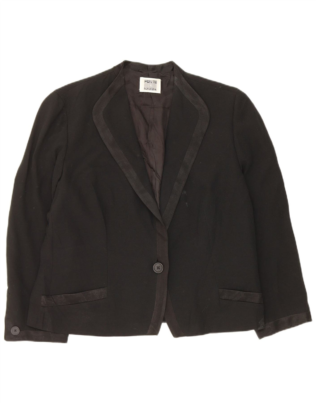 Giacca blazer da donna a 1 bottone Perte by Krizia UK 16 grande acetato nero
