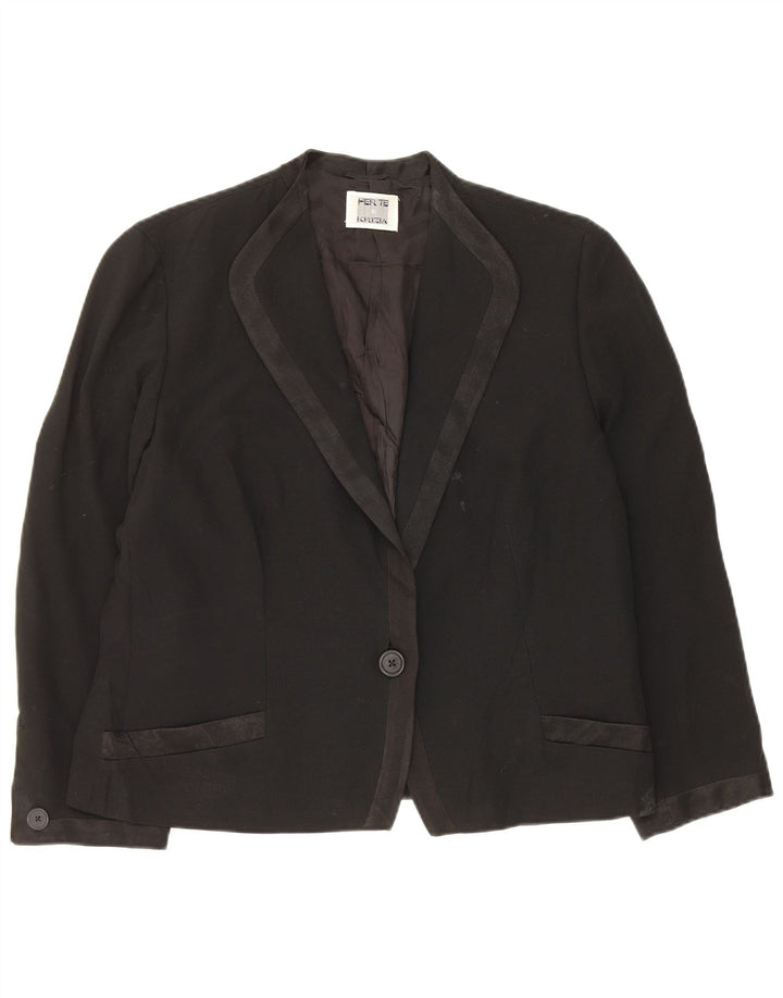 Giacca blazer da donna a 1 bottone Perte by Krizia UK 16 grande acetato nero
