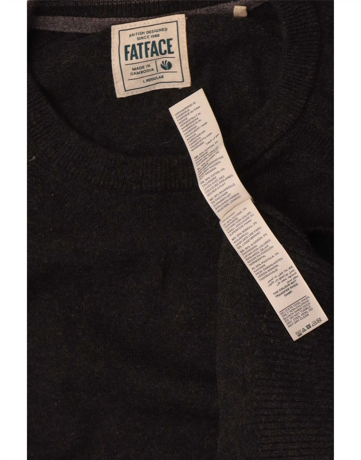 Fat Face Maglione girocollo da uomo vestibilità regolare girocollo grande cotone grigio