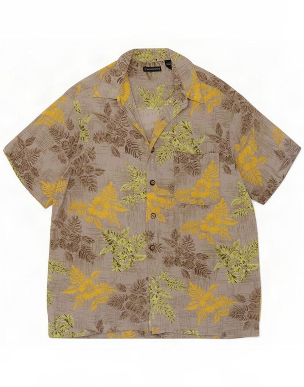 Knights Bridge Camicia hawaiana a maniche corte da uomo grande in rayon floreale grigio