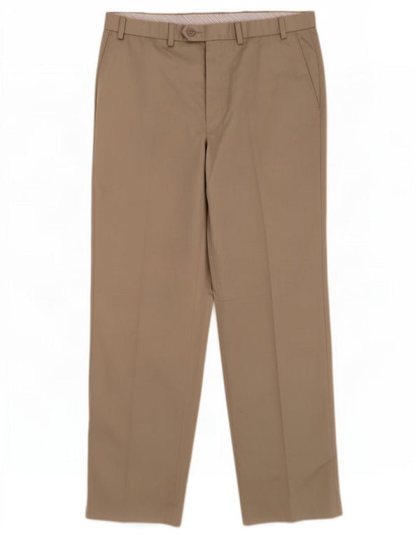 Pantaloni da abito dritti Marks & Spencer da uomo blu Harbour W36 L33 Beige