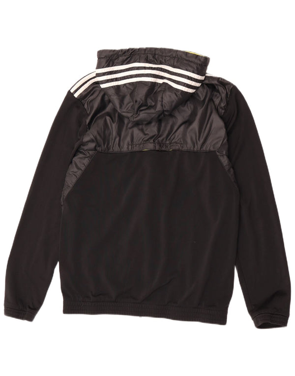 Giacca da tuta da uomo con cappuccio Adidas UK 38/40 Medium Nero Poliestere
