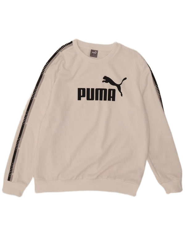 Felpa grafica da uomo Puma Maglione grande bianco in poliestere