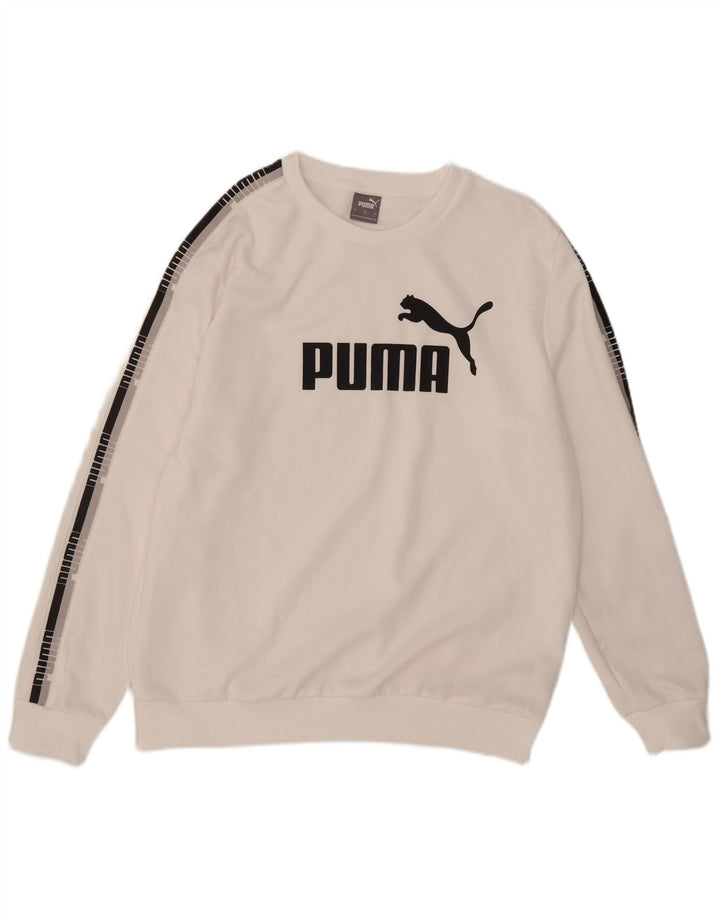 Felpa grafica da uomo Puma Maglione grande bianco in poliestere