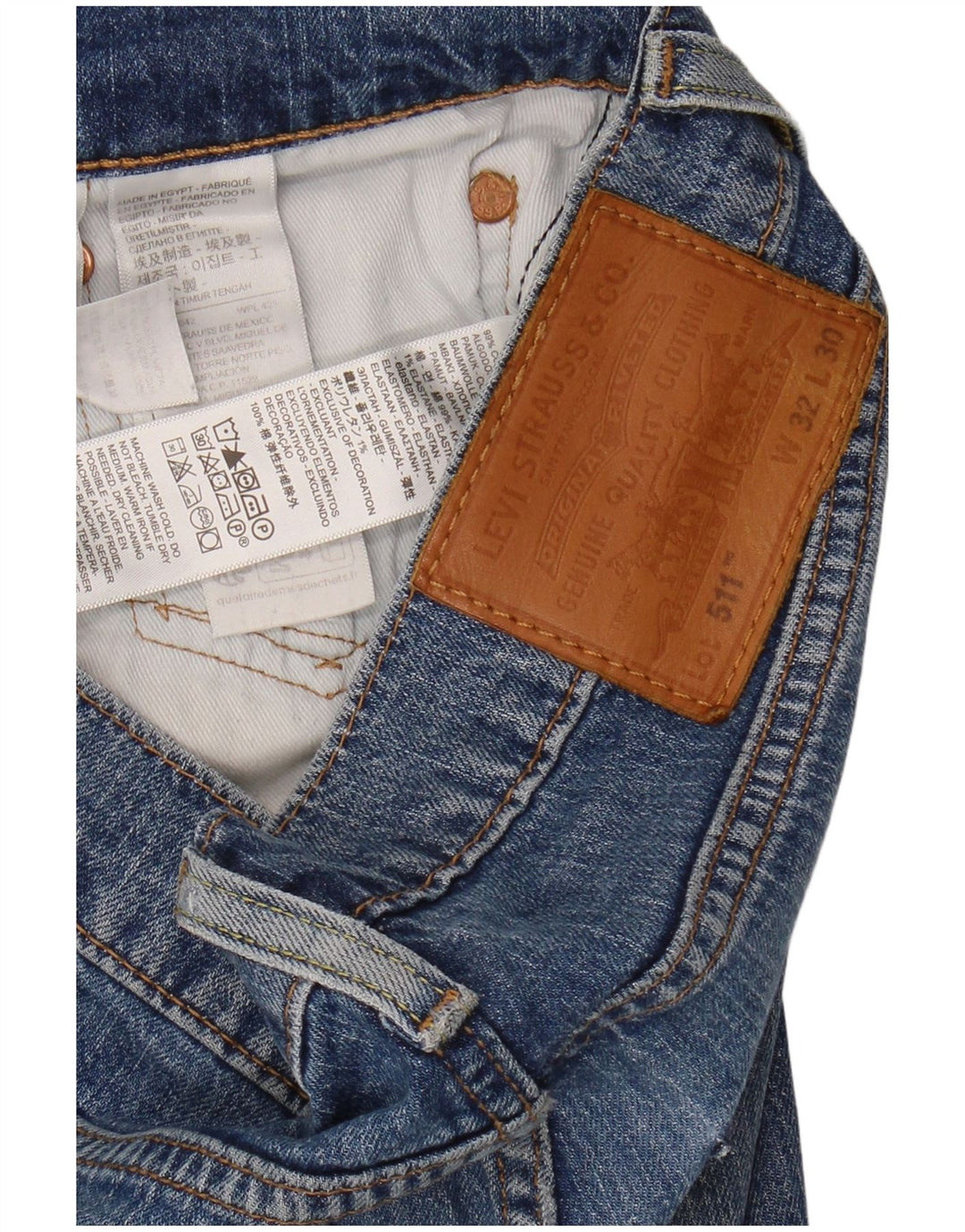 LEVI'S Mens 511 Slim Jeans W32 L30 Blue Cotton