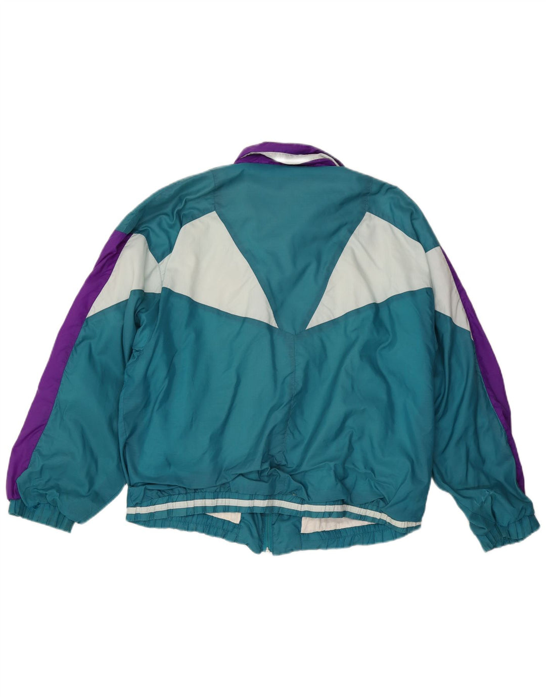 Giacca da ginnastica vintage da uomo, grande, in nylon color block turchese, anni '90