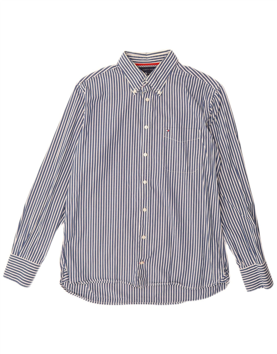 Camicia da uomo Tommy Hilfiger in cotone gessato blu medio
