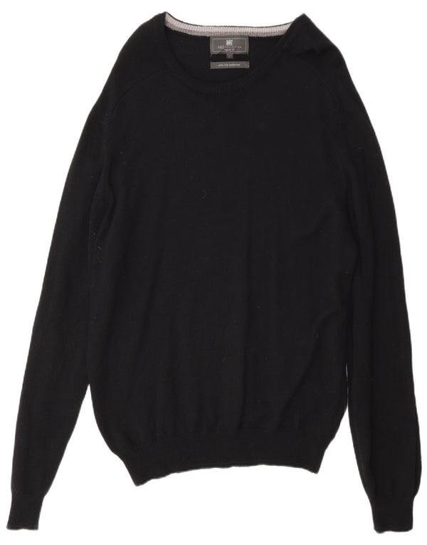 Maglione maglione girocollo da uomo Marks & Spencer vestibilità regolare grande lana nera