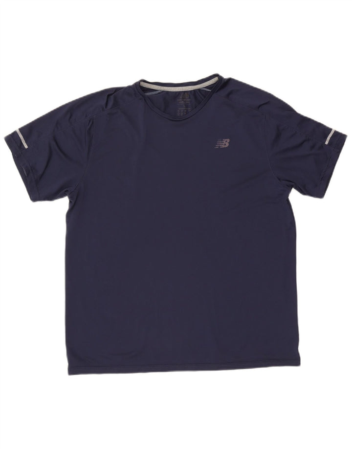 T-shirt da uomo New Balance Top Large in poliestere blu navy