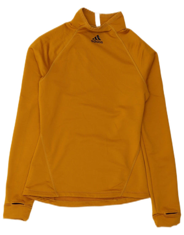Adidas Maglia a manica lunga da donna UK 8/10 Small Giallo Poliestere