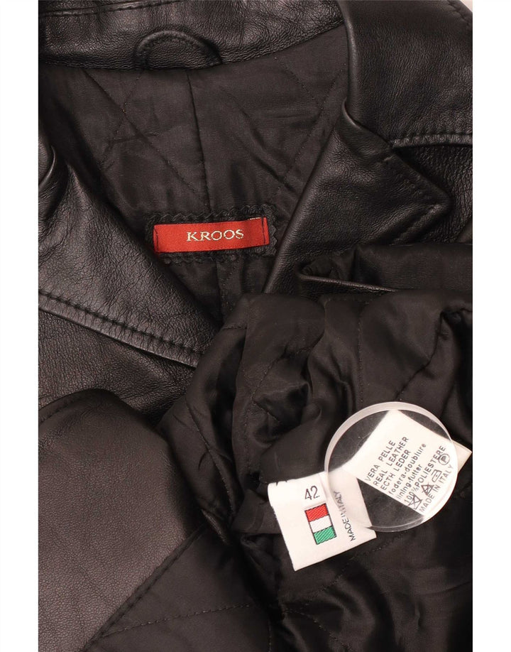 Giacca in pelle da donna vintage IT 42 media in pelle nera