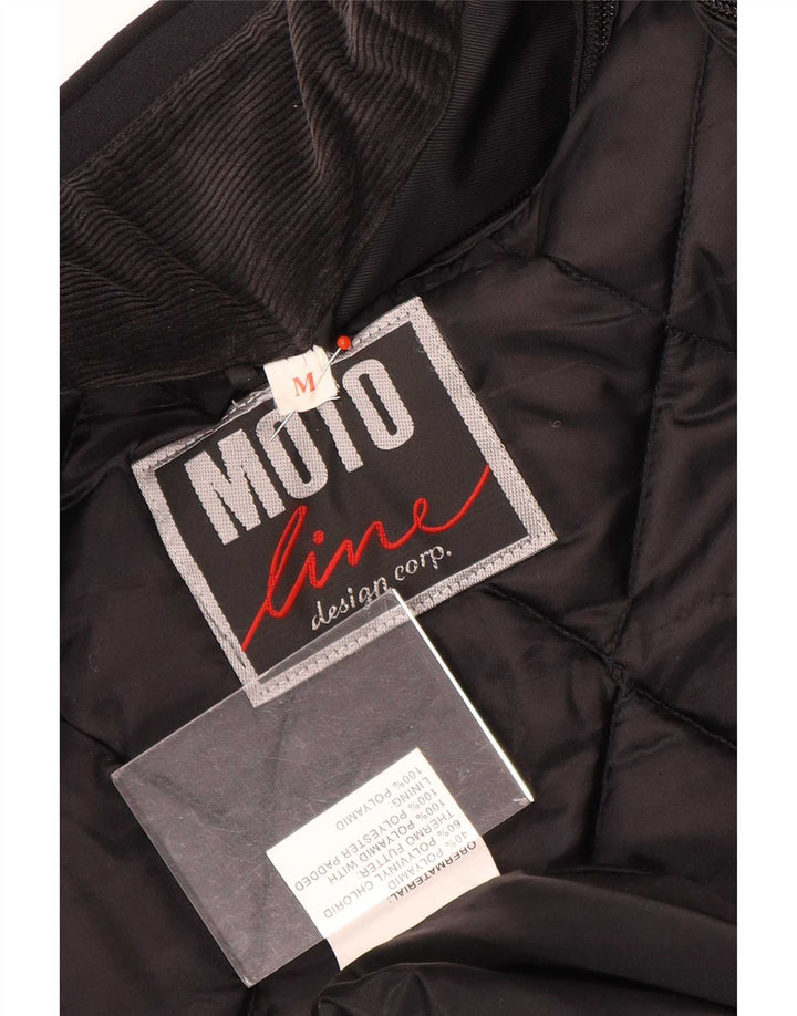 Giacca da motociclista grafica da uomo vintage UK 38 color block medio nero