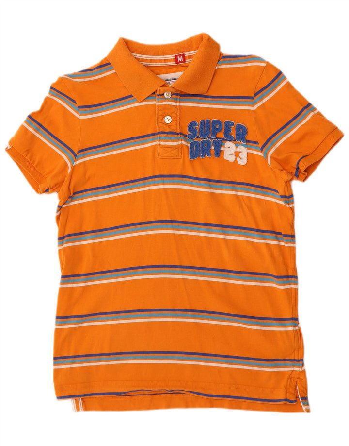 Polo grafica da uomo Superdry in cotone a righe arancioni medie