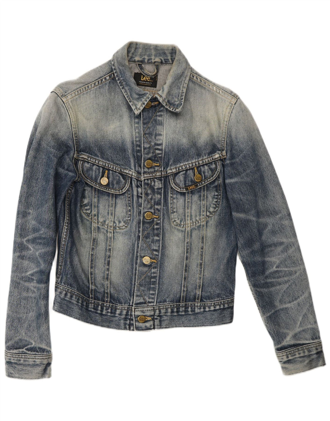 Giacca di jeans Rider da donna Lee UK 12 Cotone blu medio
