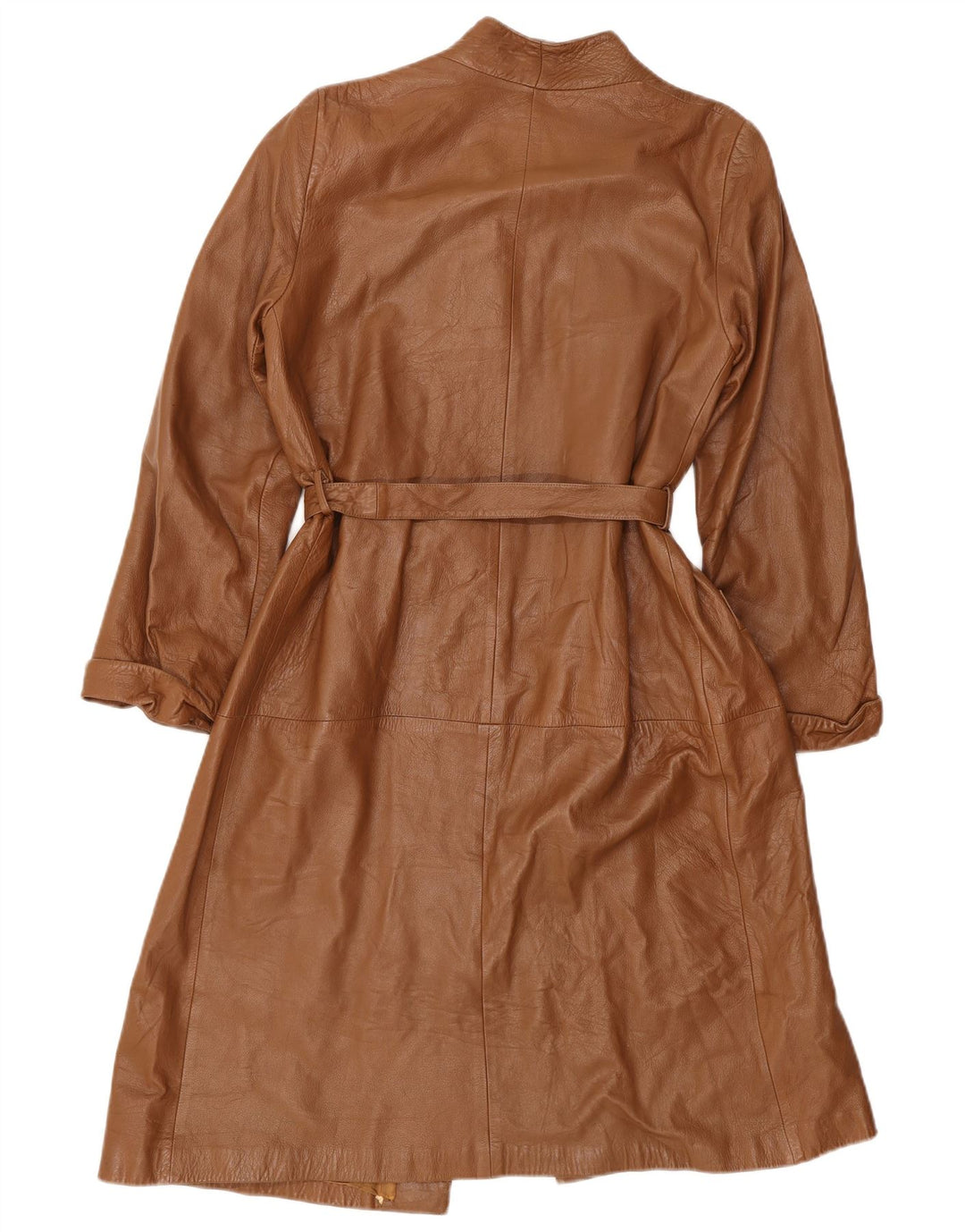 Cappotto oversize in pelle vintage da donna IT 40 piccolo marrone