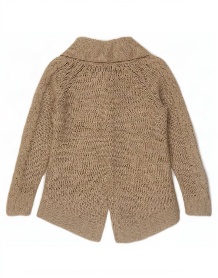 Maglione cardigan aperto da donna Zara UK 10 piccolo nylon beige