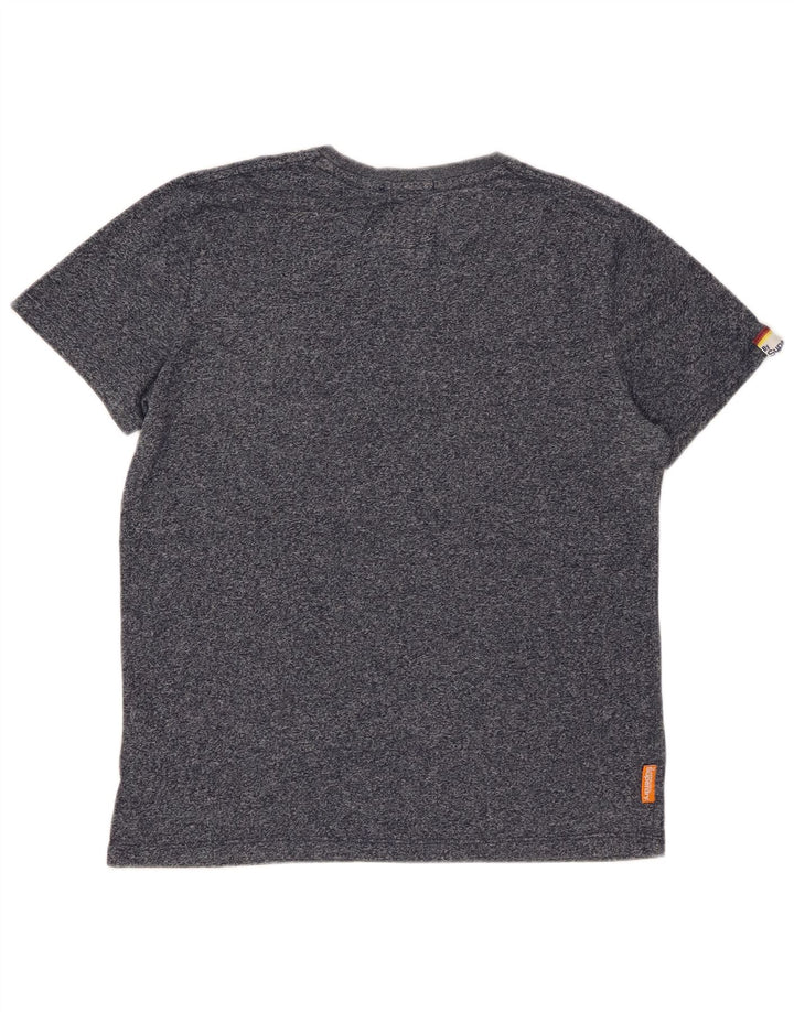 T-shirt da uomo SUPERDRY Top grande in cotone screziato blu navy