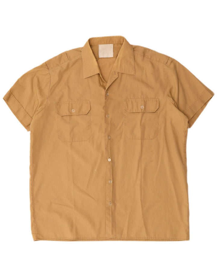 Camicia vintage da uomo a maniche corte grande beige