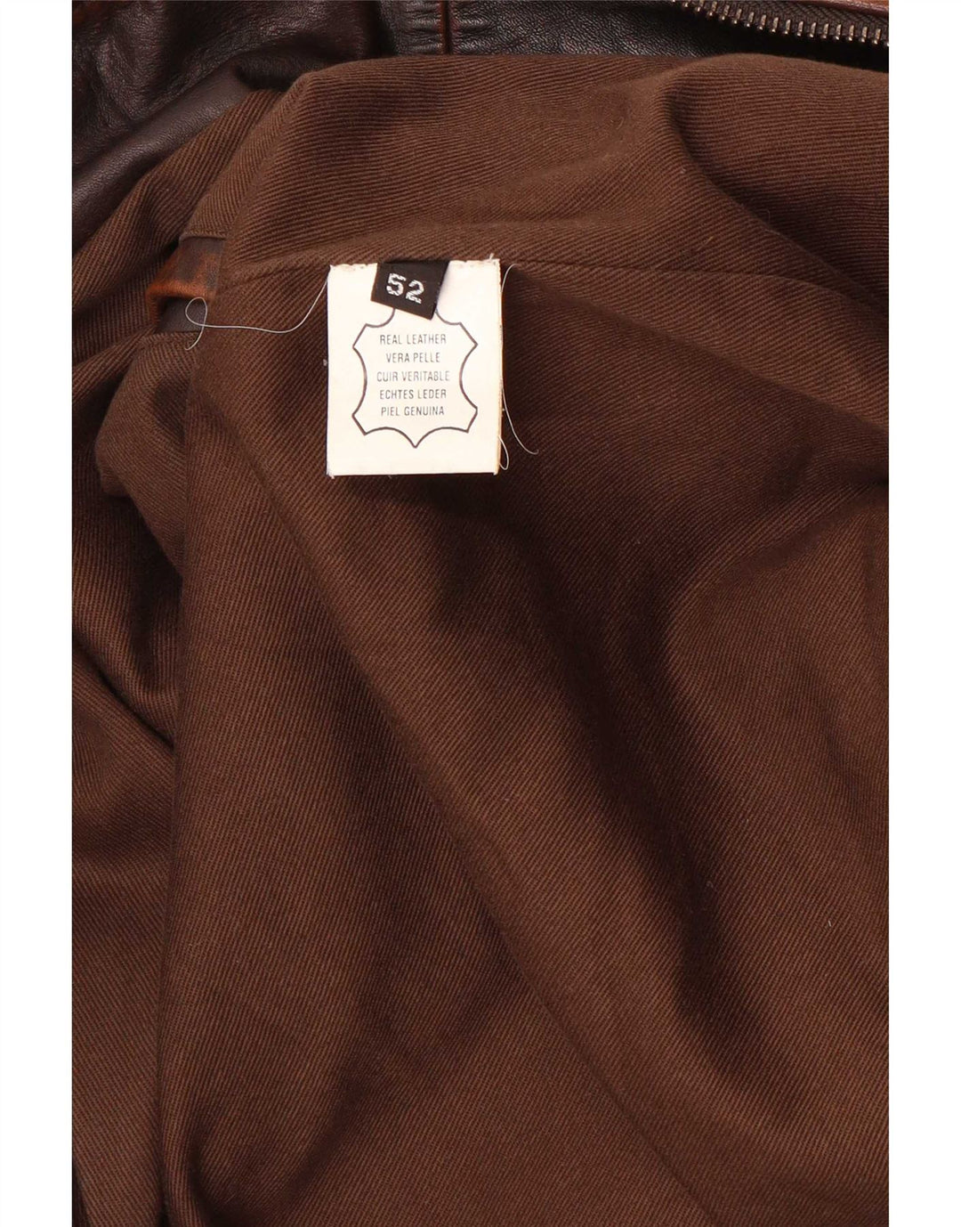 Giubbotto bomber in pelle vintage da uomo IT 52 grande marrone