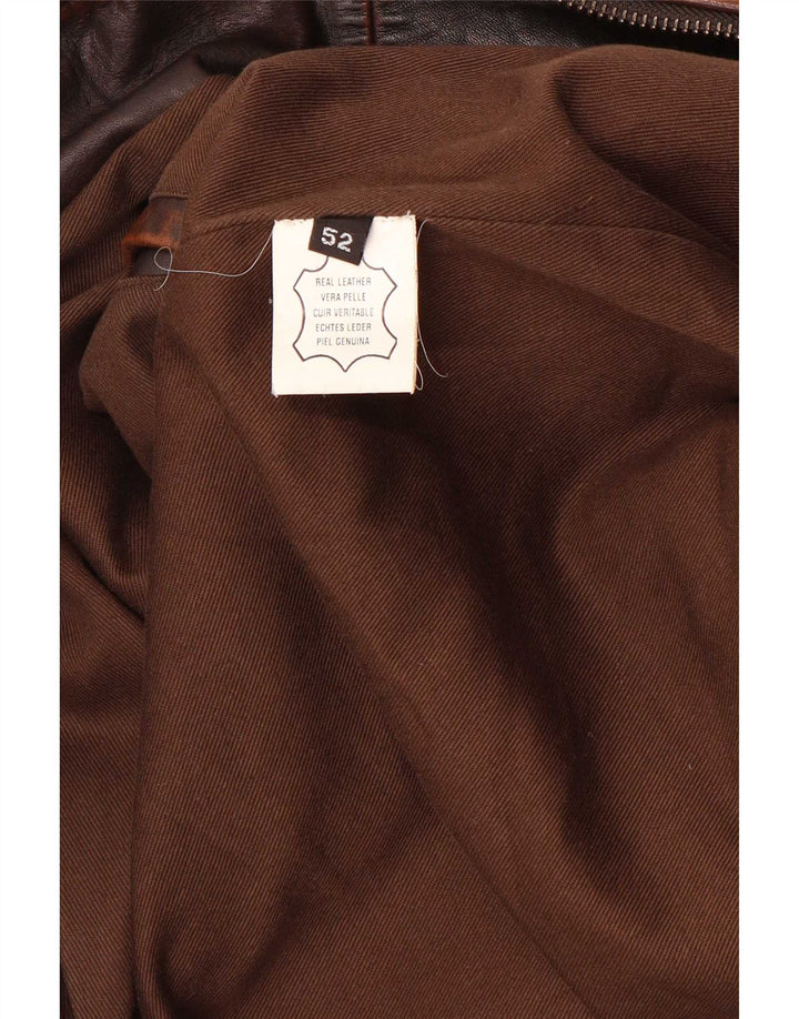 Giubbotto bomber in pelle vintage da uomo IT 52 grande marrone