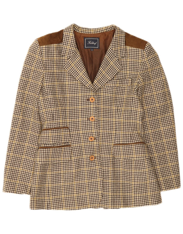 Giacca blazer vintage da donna a 4 bottoni IT 44 lana pied de poule marrone medio