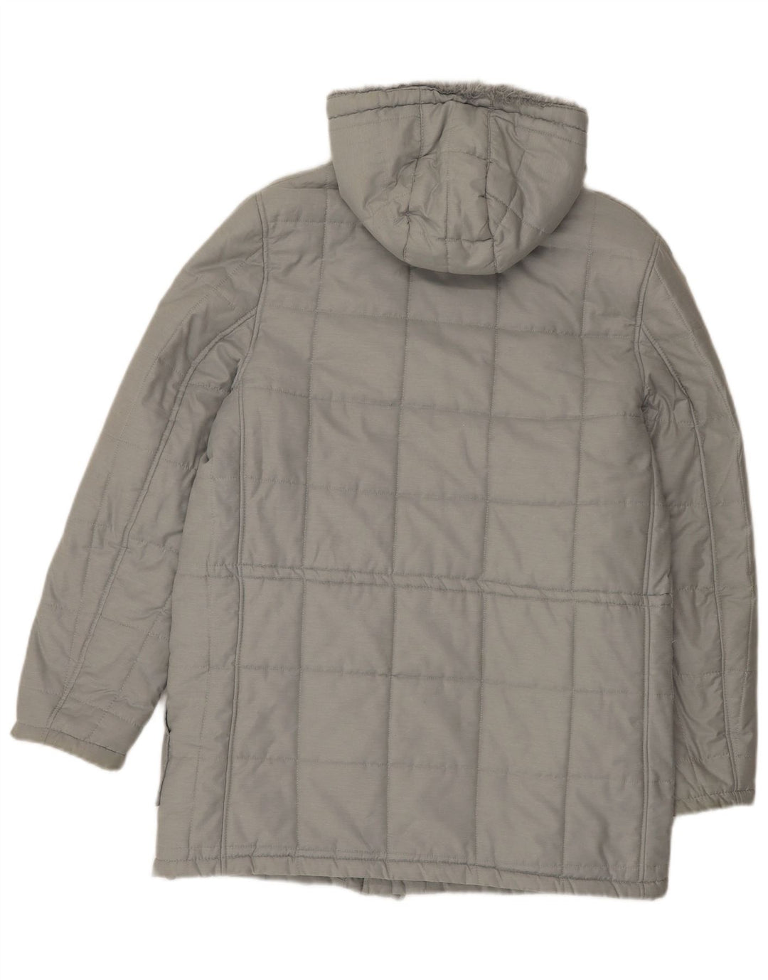 VINTAGE Mens Hooded Padded Jacket UK 38 Medium Grey Polyester