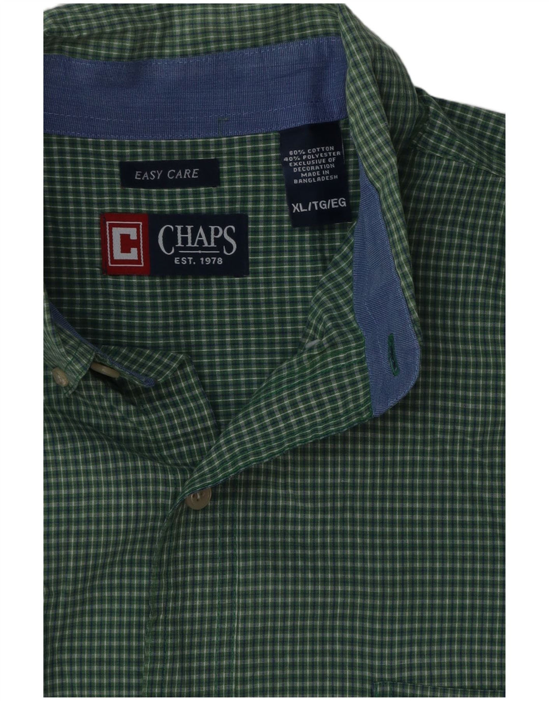 Camicia Chaps da uomo Easy Care XL in cotone a quadri verdi