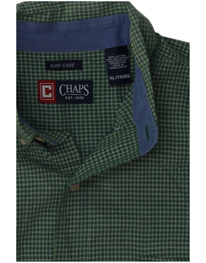 Camicia Chaps da uomo Easy Care XL in cotone a quadri verdi
