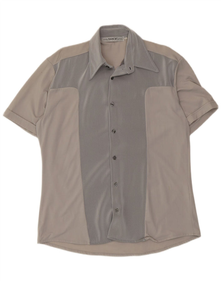 Camicia a maniche corte da uomo Sasch Large in poliestere color block grigio