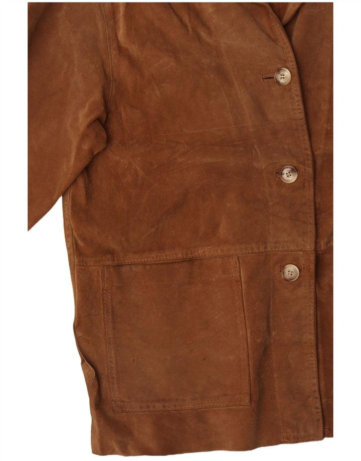 Giacca in pelle scamosciata da donna VINTAGE UK 14 grande marrone