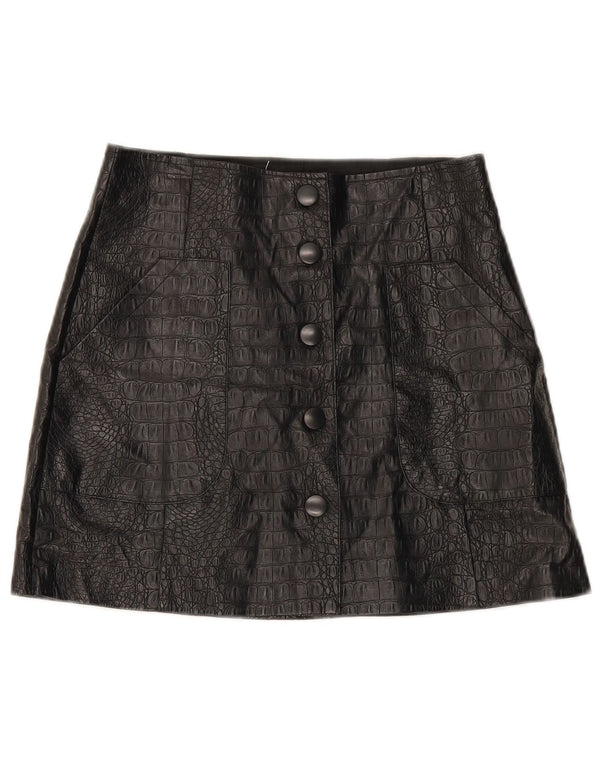 Minigonna da donna Stradivarius UK 10 piccola W28 nera stampa animalier