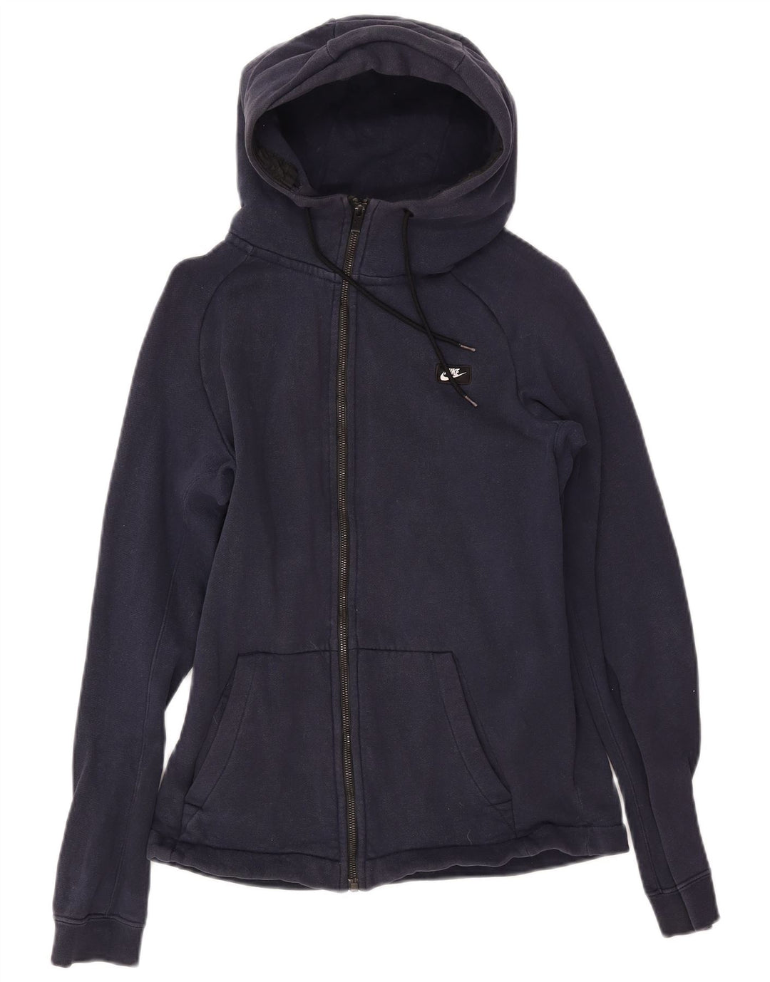 Maglione con cappuccio e zip da donna NIKE UK 10 piccolo in cotone blu navy