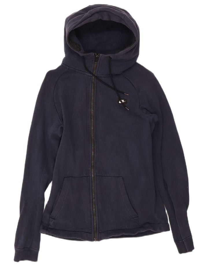 Maglione con cappuccio e zip da donna NIKE UK 10 piccolo in cotone blu navy