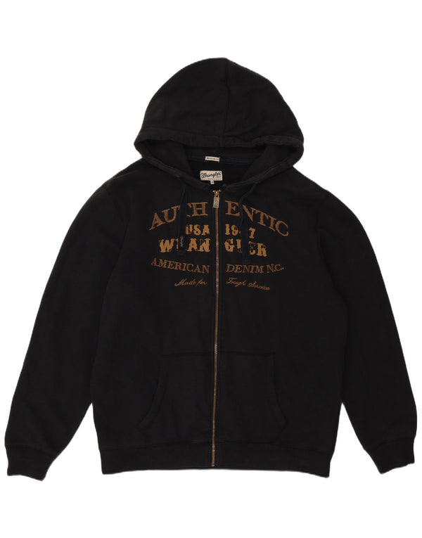 Felpa con cappuccio e zip grafica da uomo Wrangler XL in cotone nero