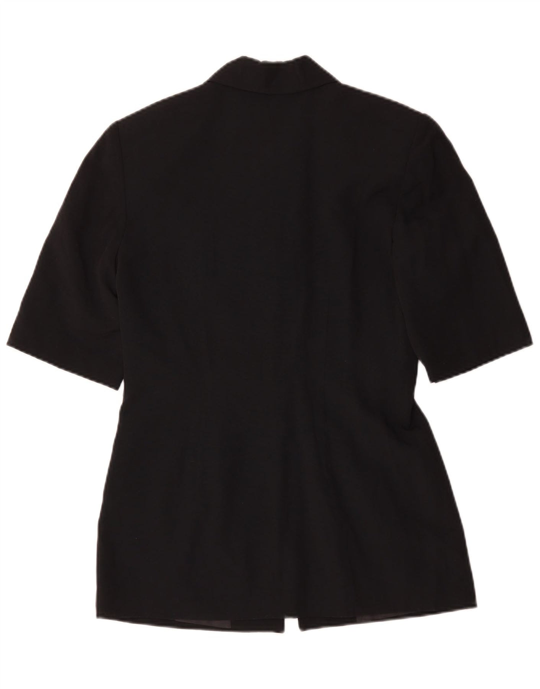 Giacca blazer vintage a maniche corte da donna UK 10 piccolo gessato nero