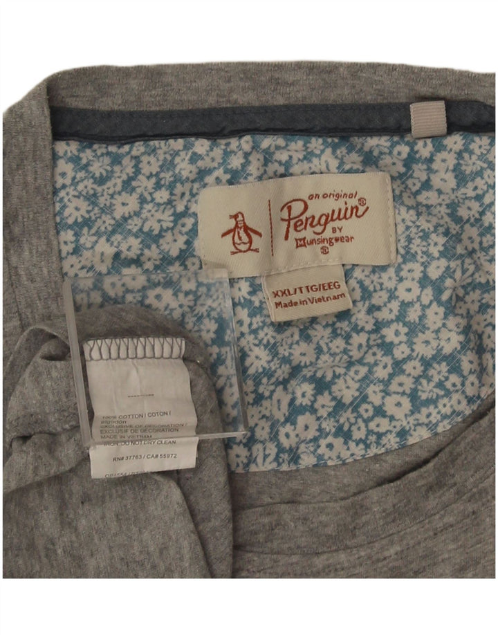T-shirt da uomo Penguin Top 2XL in cotone floreale grigio