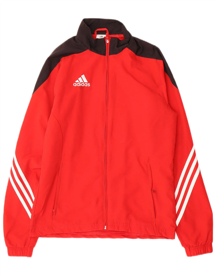 Giacca da ginnastica da uomo Adidas Small in poliestere color block rosso