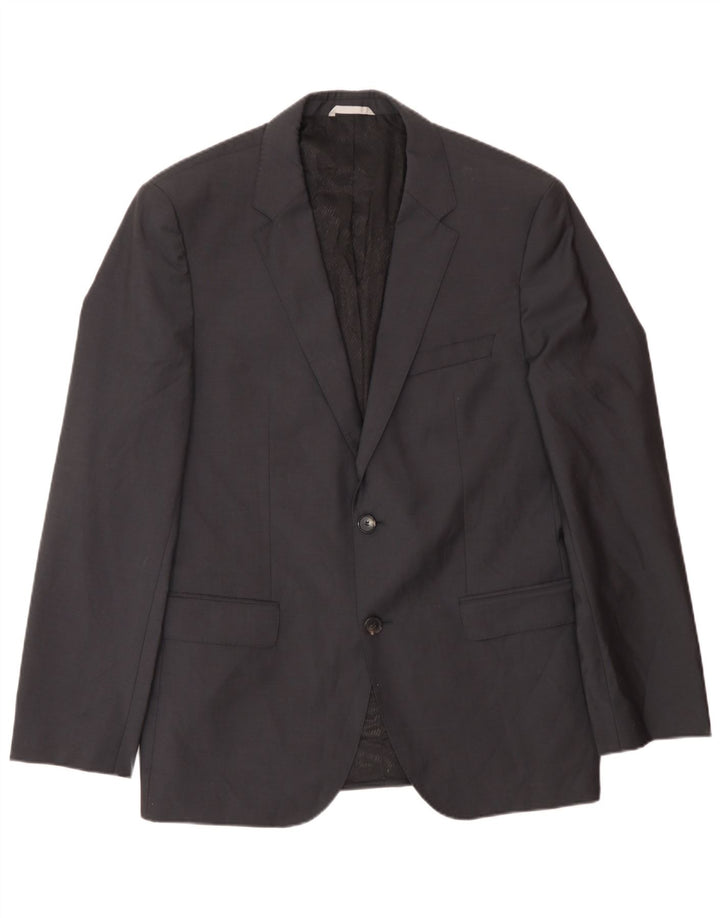Giacca blazer da uomo a 2 bottoni Hugo Boss UK 40 grande lana grigia